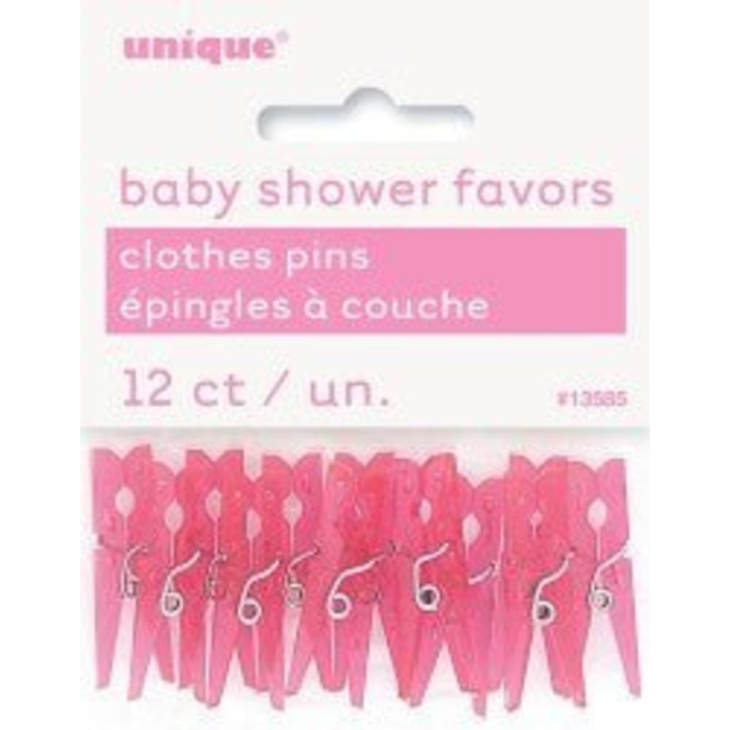 12pk Pink Clothes Pin Favours