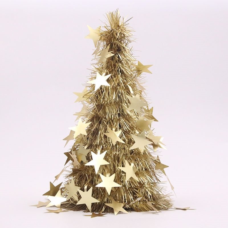 26cm Gold Starburst Christmas Tinsel Tree