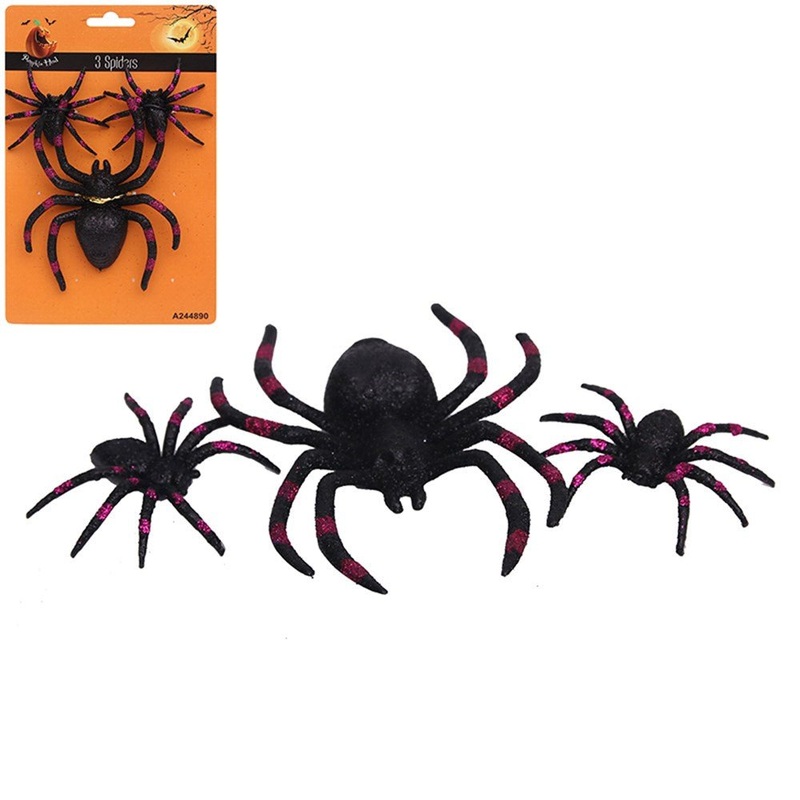 3pk Halloween Decorative Spiders