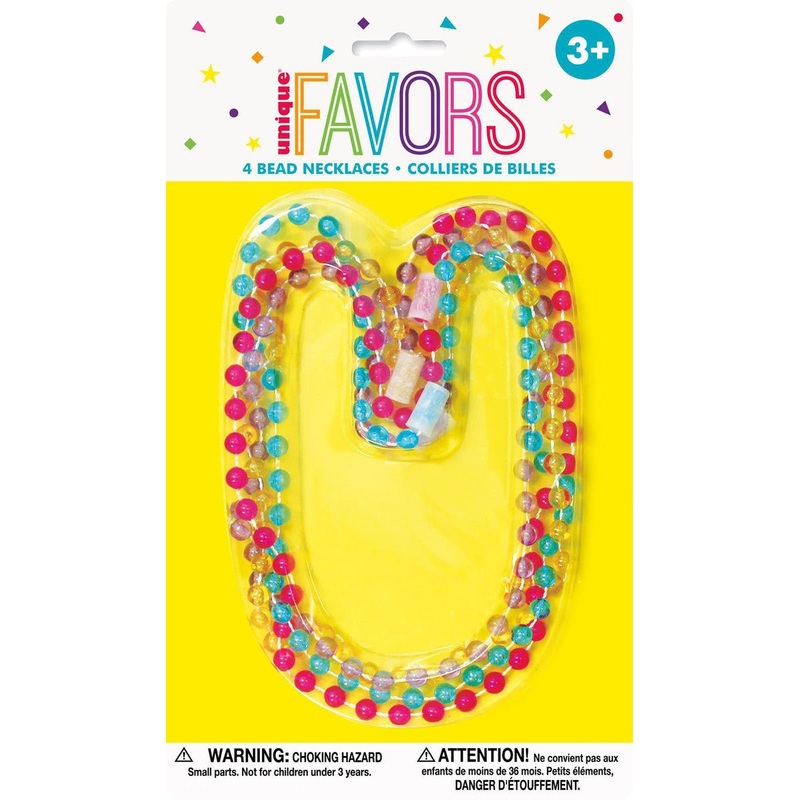 4pk Crystal Bead Necklaces Party Favours