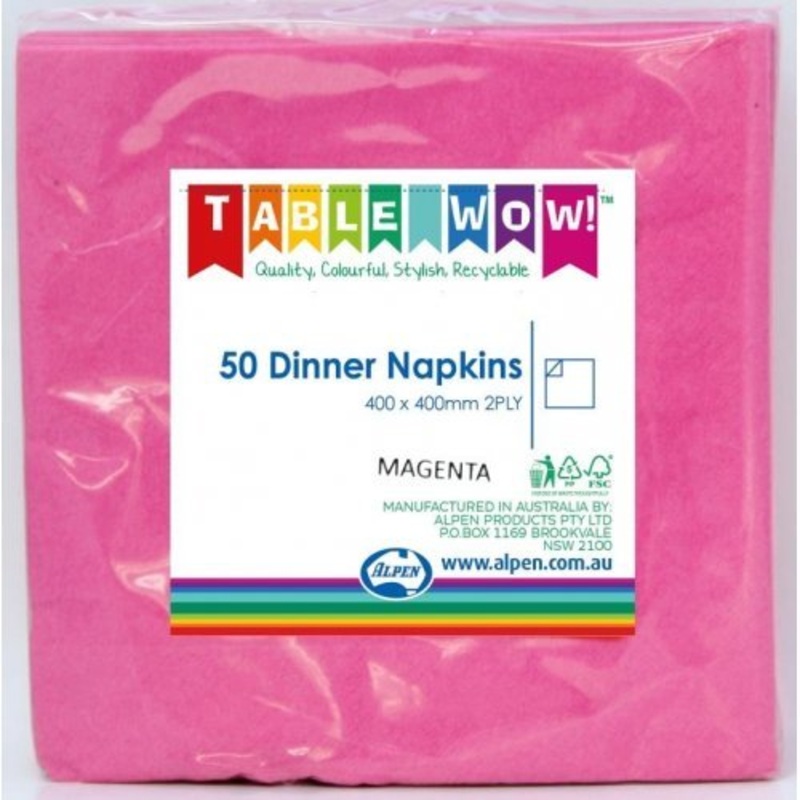 50pk Dinner Napkins - Hot Pink