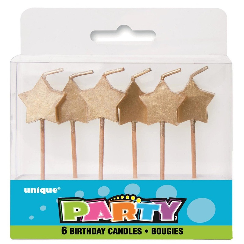 6pk Gold Star Pick Candles