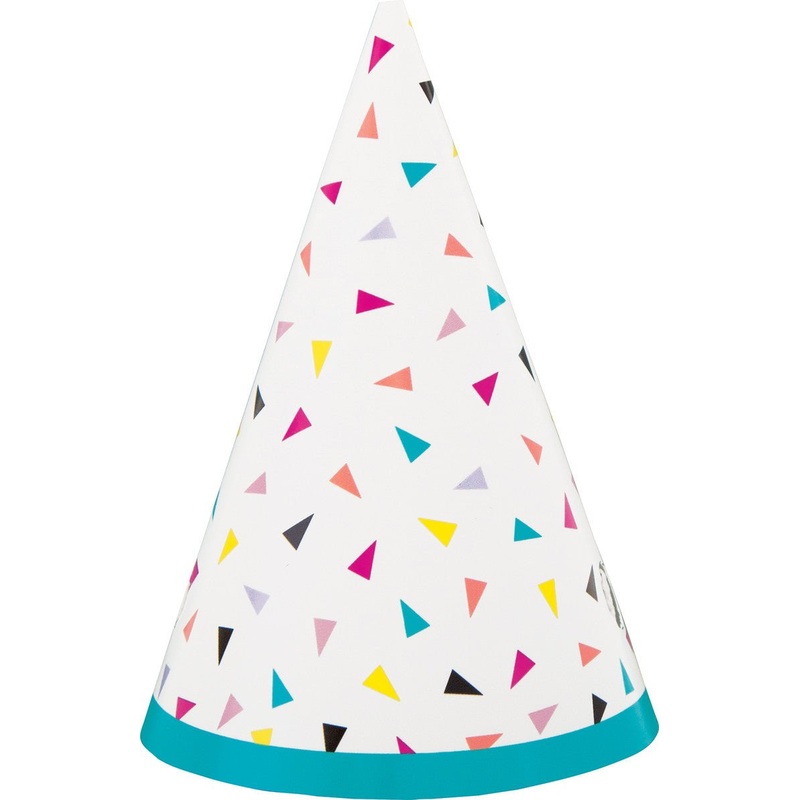 8pk Rainbow Confetti Birthday Party Hats