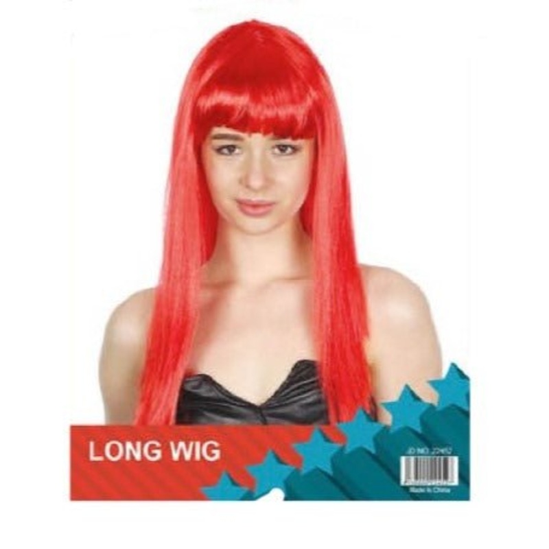 Adult Long Wig with Fringe - Red