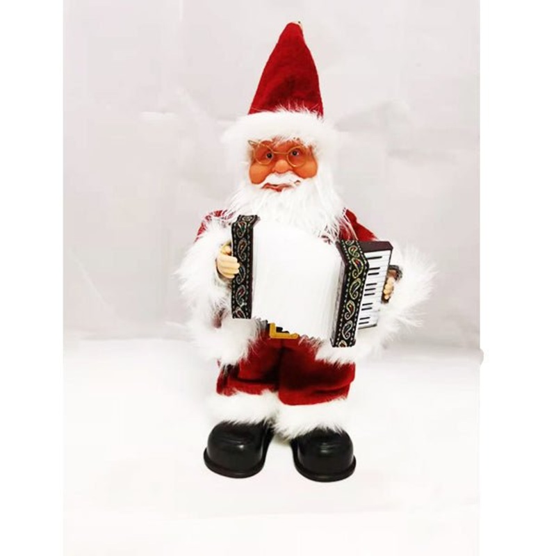 Animated Standing Santa Claus Plays Accordion with Music Figurine