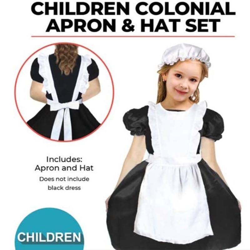 Children Colonial Victorian Style Apron and Hat set