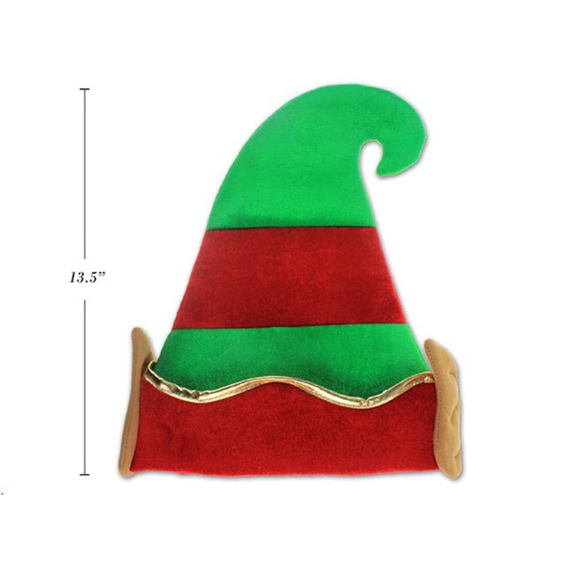 Christmas Plush Elf Hat with Gold Trim