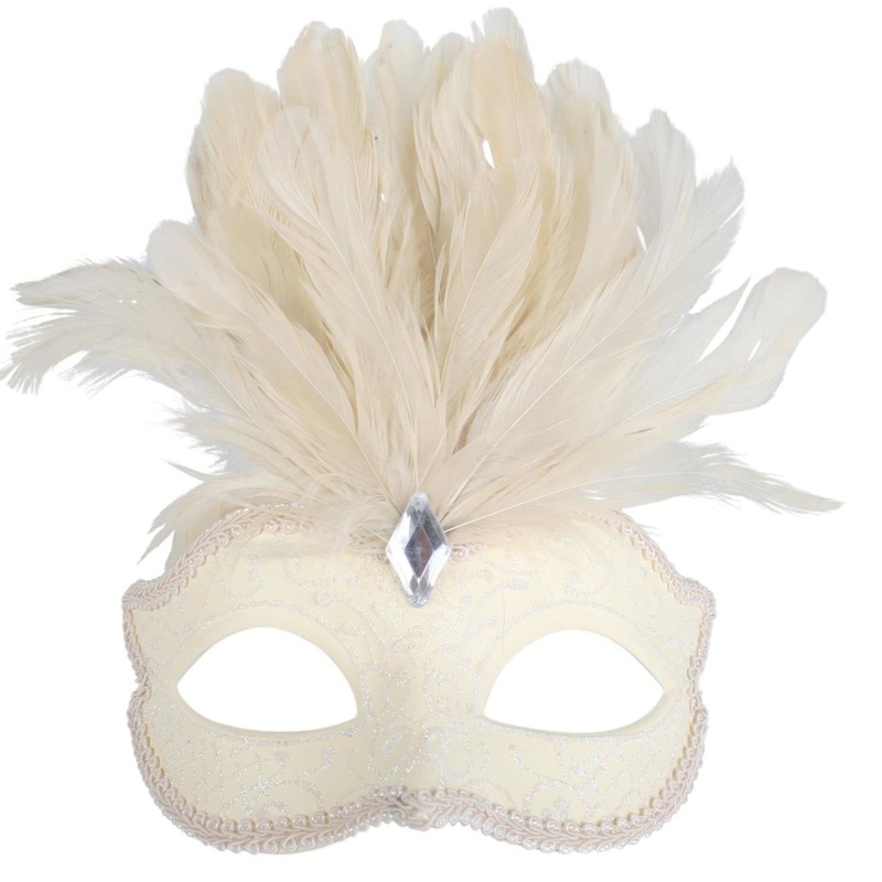 Daniella Cream Masquerade Eye Mask with Feather