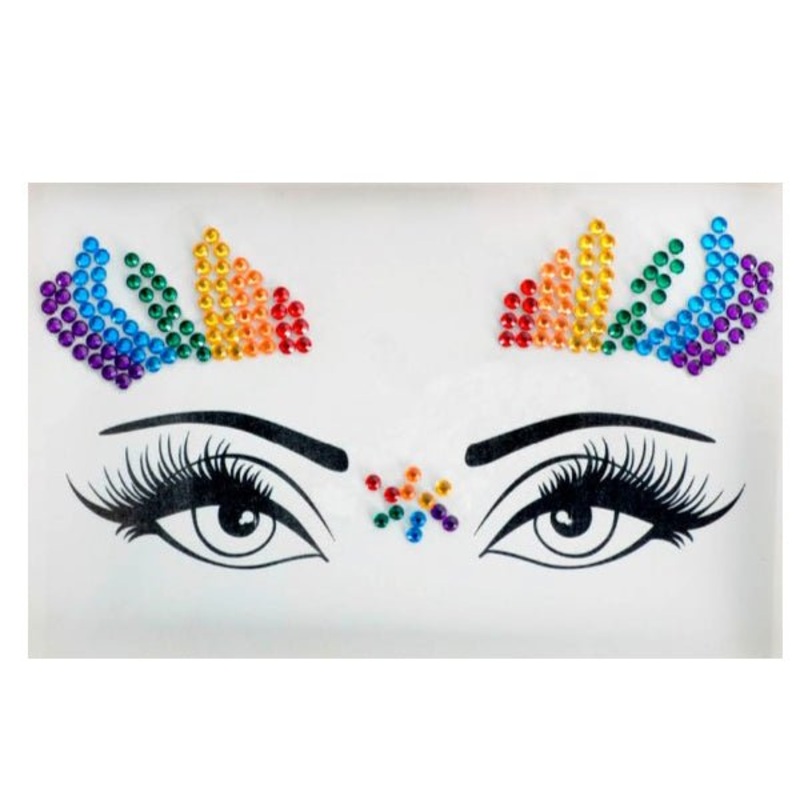 Mardi Gras Rainbow Face Crystal Diamante Sticker