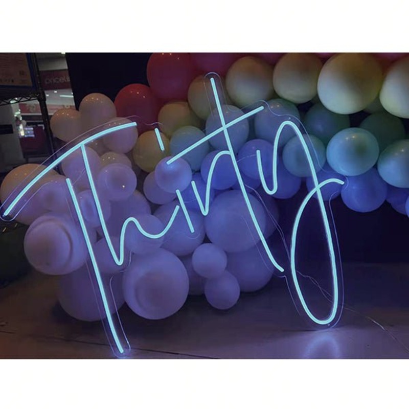 Party Hire - 30th Birthday Thirty Neon Light Sign Party Decoration (Pink & White)