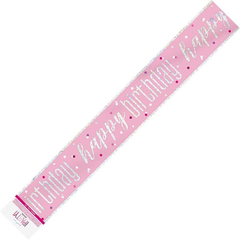 Pink Prismatic Happy Birthday Foil Banner