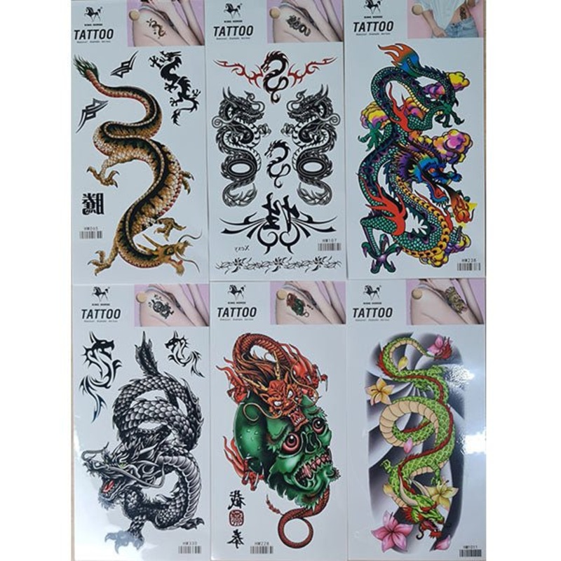 Temporary Tattoos Mixed Dragon Print