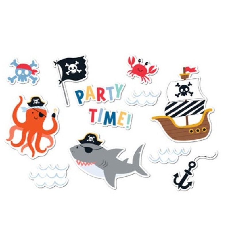 12pk Ships Ahoy Pirate Cutouts Wall Decoration