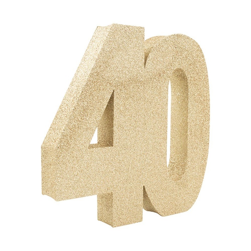 20cm Gold Glitter Number Table Decoration - 40