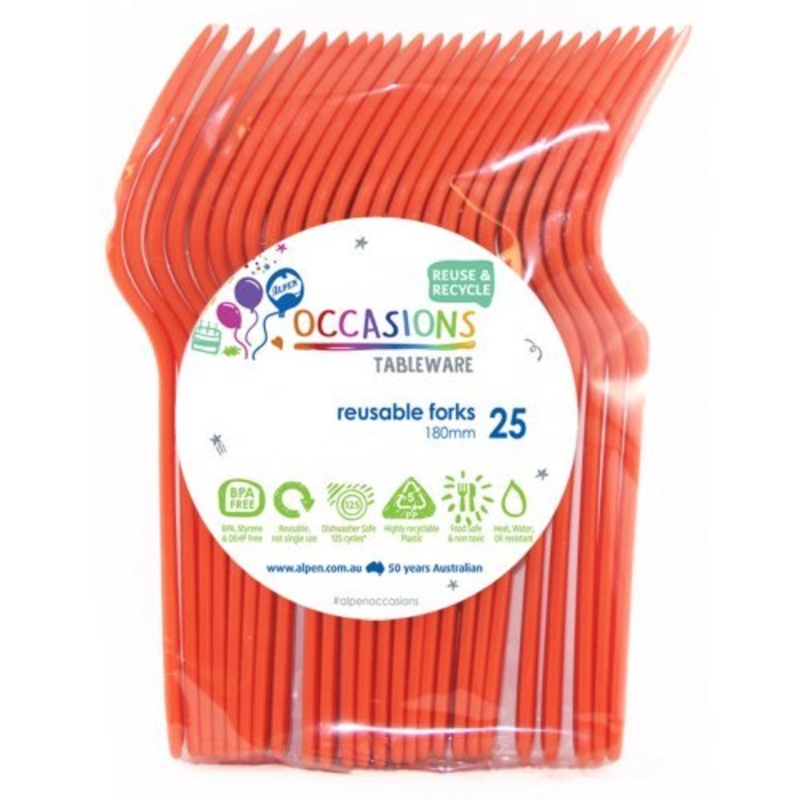 20pk Reusable Plastic Fork - Orange