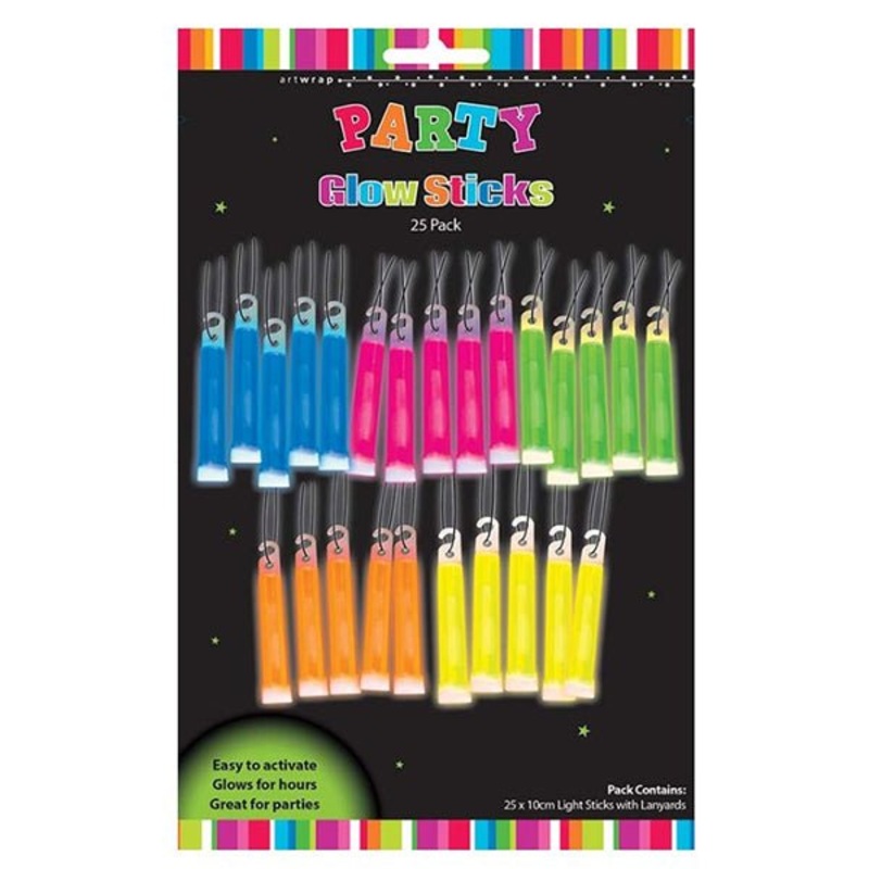 25pk Mega Pack Party Glow Sticks with Lanyards