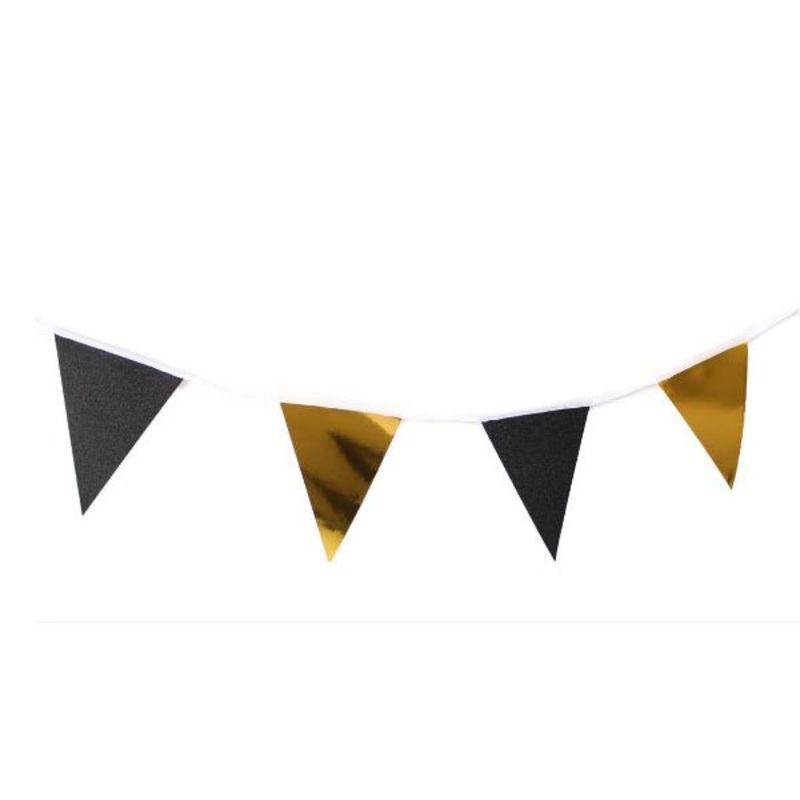 3m Metallic Bunting Banner - Gold & Black