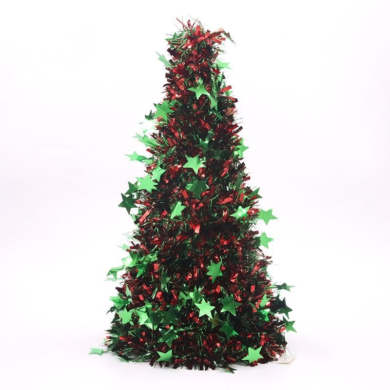 48cm Red & Green Starburst Large Christmas Tinsel Tree