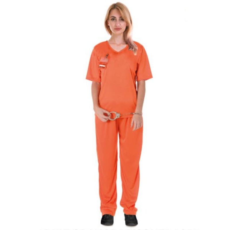 Adult Orange Jail Prisoner Lady Costume