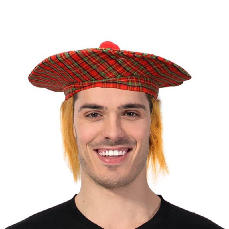 Adult Scottish Tartan Hat with Hair