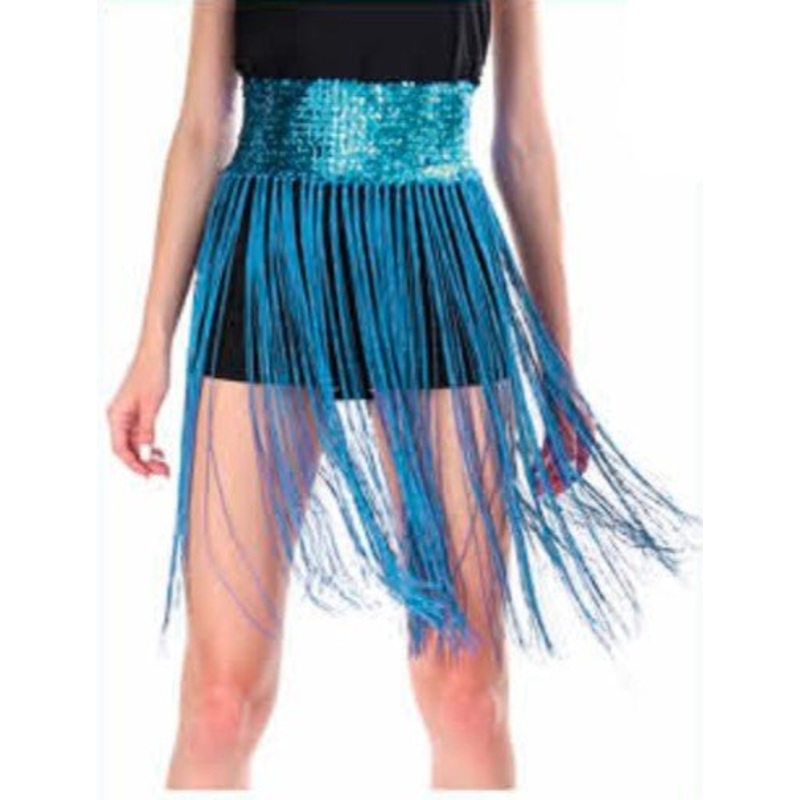 Adult Sequin Belt with Fringe - Blue
