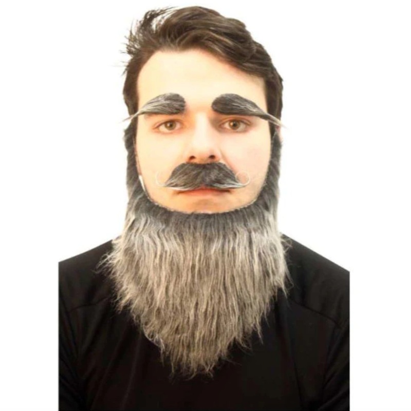 Barber Shop Deluxe Mo, Long Beard and Eye Brow set - Grey