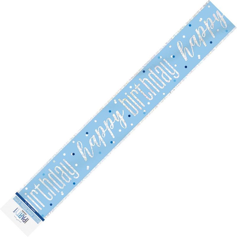 Blue Prismatic Happy Birthday Foil Banner