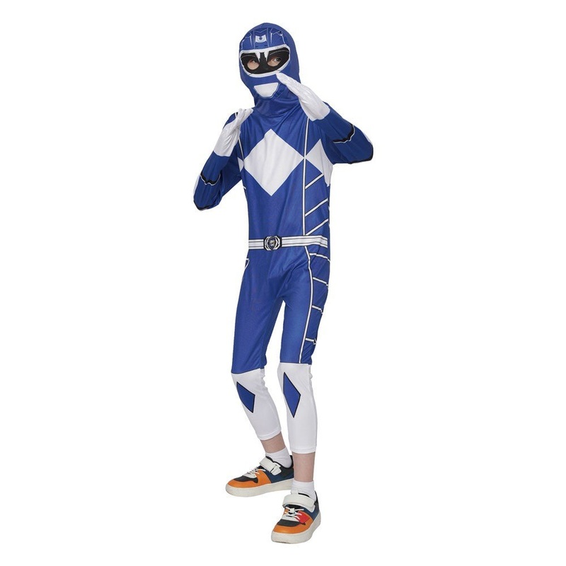 Childrens Blue Power Ranger Style Costume  Jumpsuit with Mask