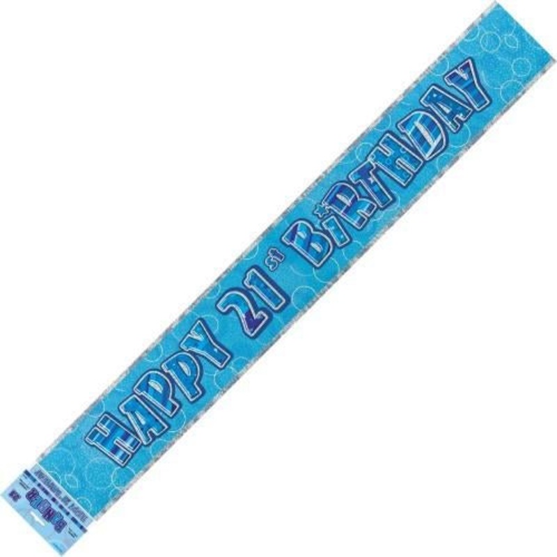 Happy 21st Birthday Banner (Blue, Pink, and Black)
