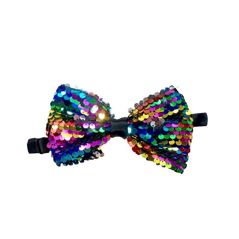 Rainbow Sequin Bow Tie