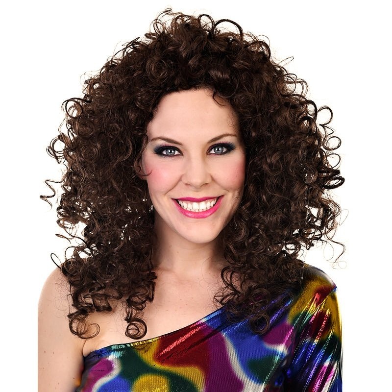 Tomfoolery Deluxe Disco Brown Curly Wig