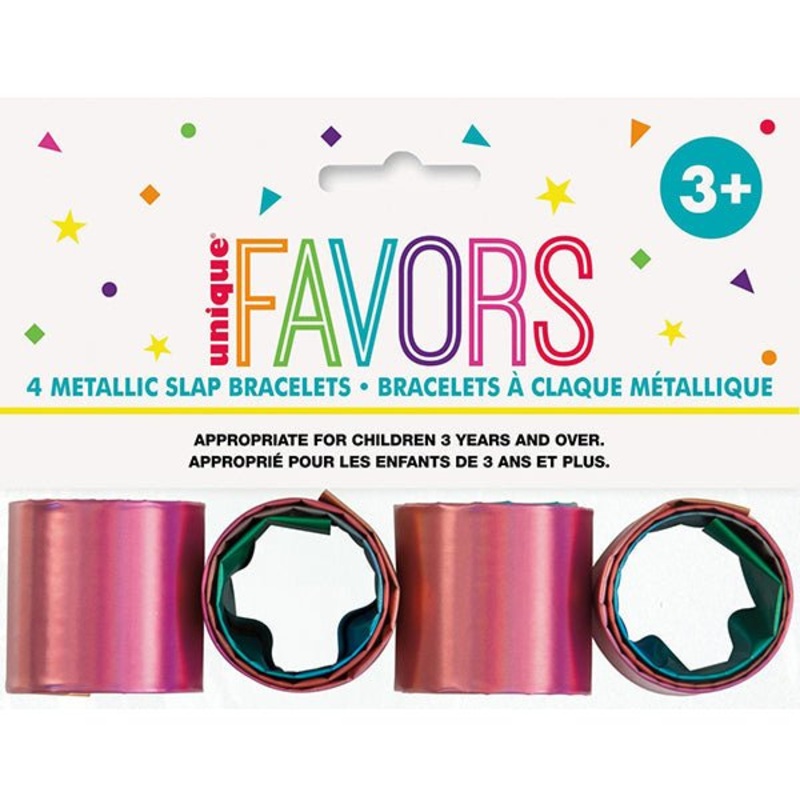 4 Rainbow Slap Bracelets