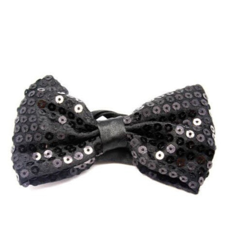 Black Sequin Bow Tie