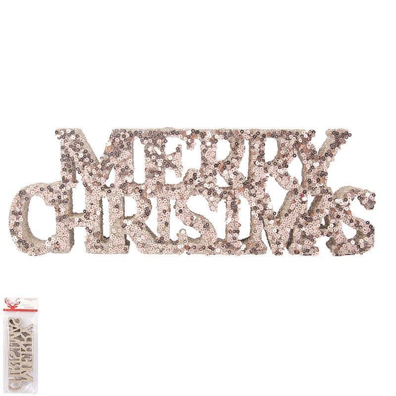 Champagne Sequin Merry Christmas Sign - 30cm