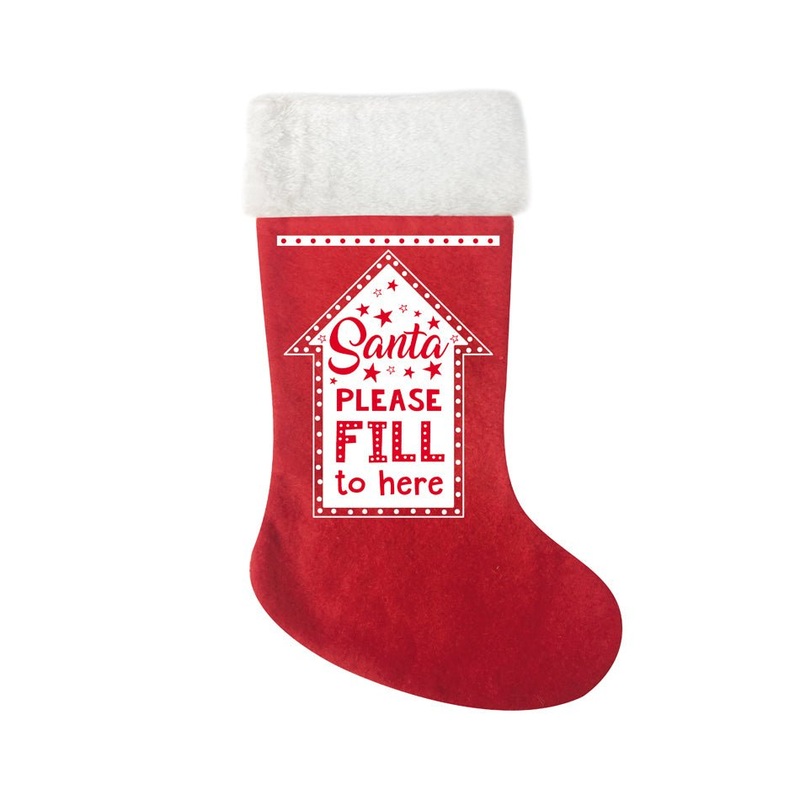 Christmas Santa Please Fill to Here Hanging Stocking