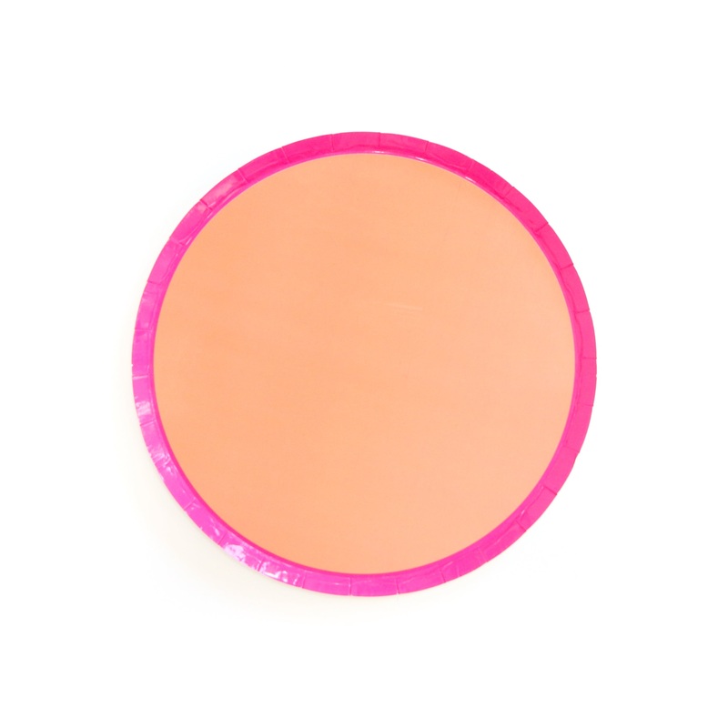 Color Blocked Small Paper Plates - Hot Pink/Coral