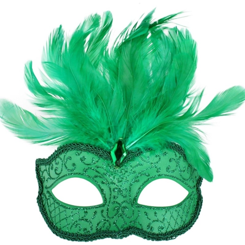 Daniella Green Masquerade Eye Mask with Feather