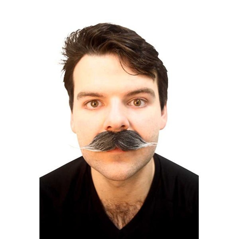 Deluxe Grey and Black Mo Costume Moustache