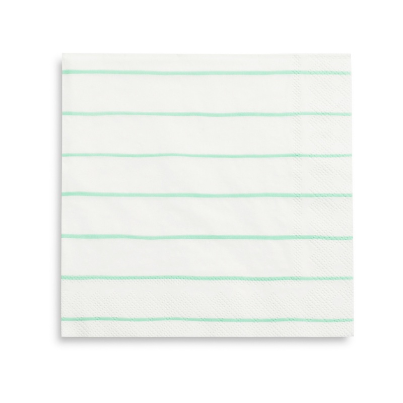 Frenchie Striped Large Napkins - Mint