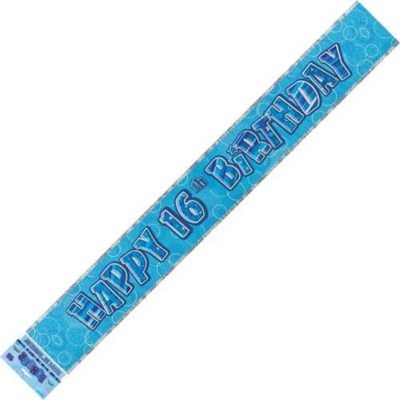 Happy 16th Birthday Banner (Blue, Pink, and Black)