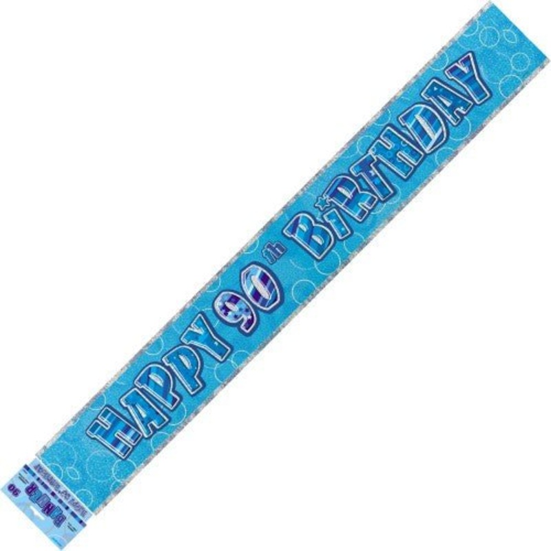 Happy 90th Birthday Banner (Blue, Pink, and Black)