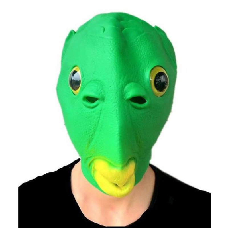 Latex Green Alien Fish Head Mask