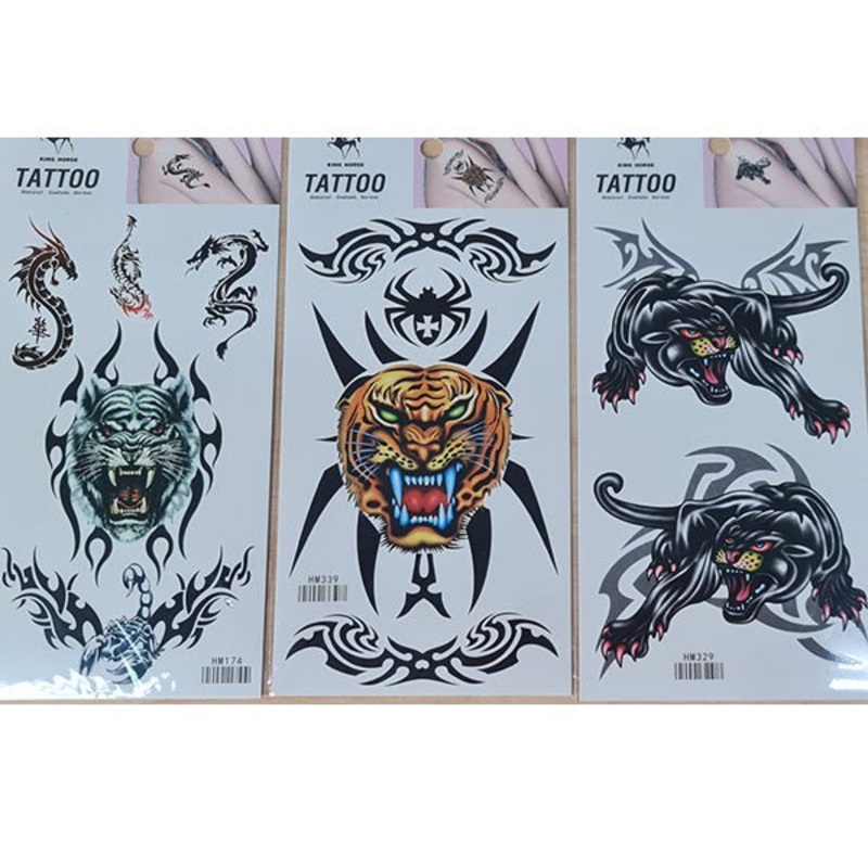 Temporary Tattoo Coloured Tiger Print Wild Animal