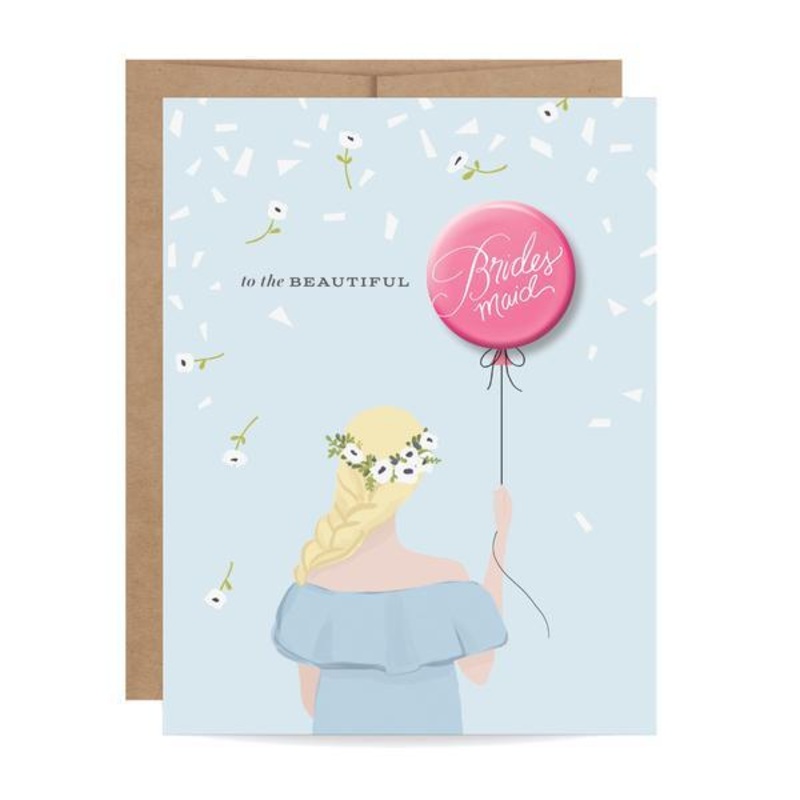 Bridesmaid Button Card - Blonde