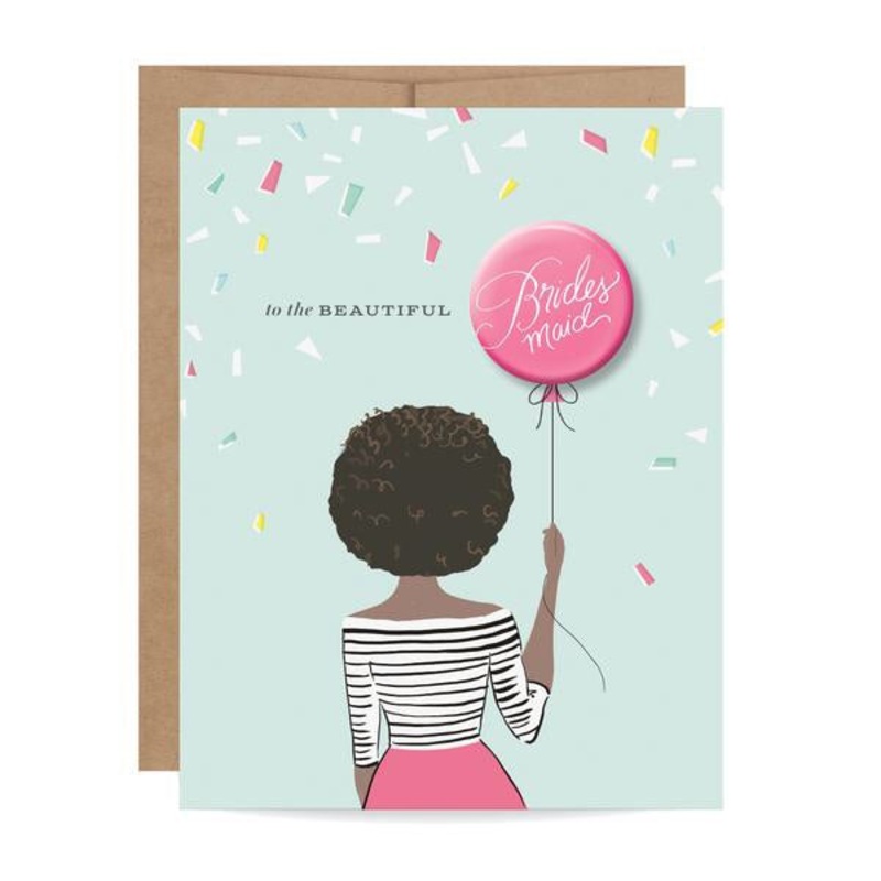 Bridesmaid Button Card - Curls