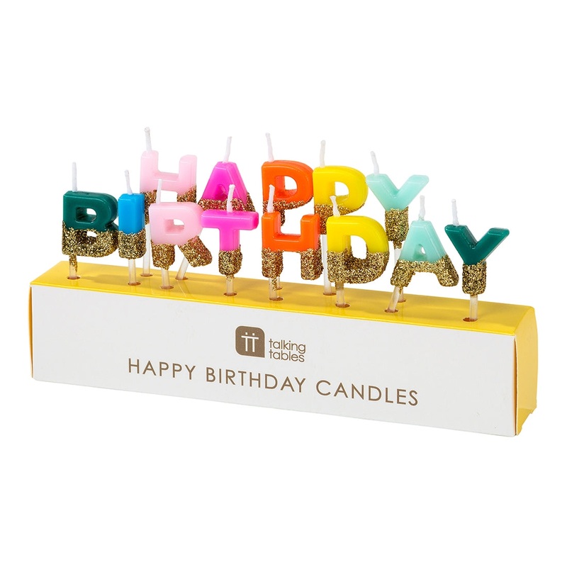 Bright Rainbow Happy Birthday Candles