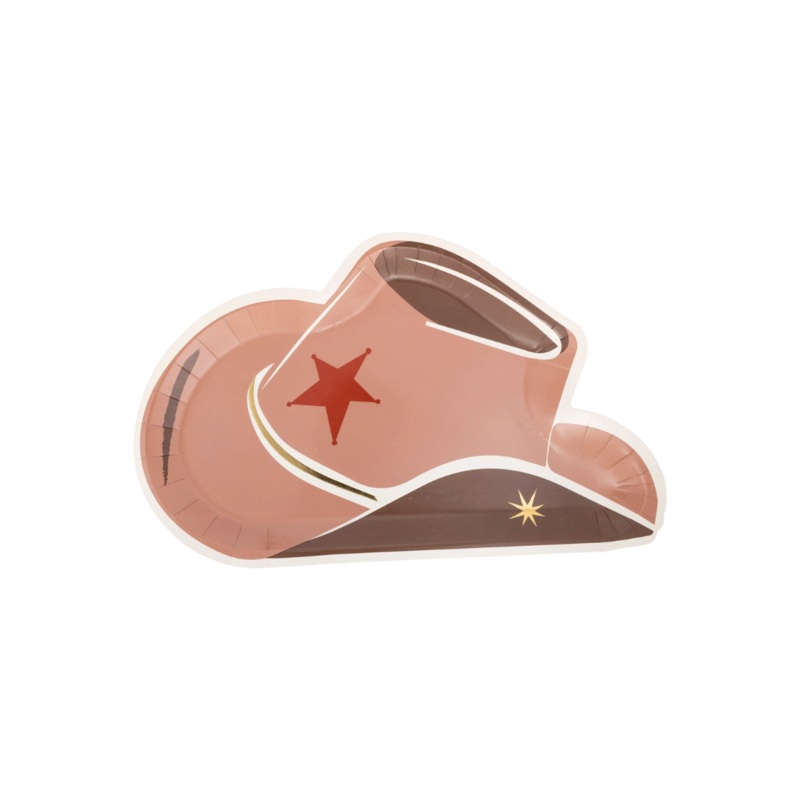 Cowboy Tan Hat Shaped Paper Plates