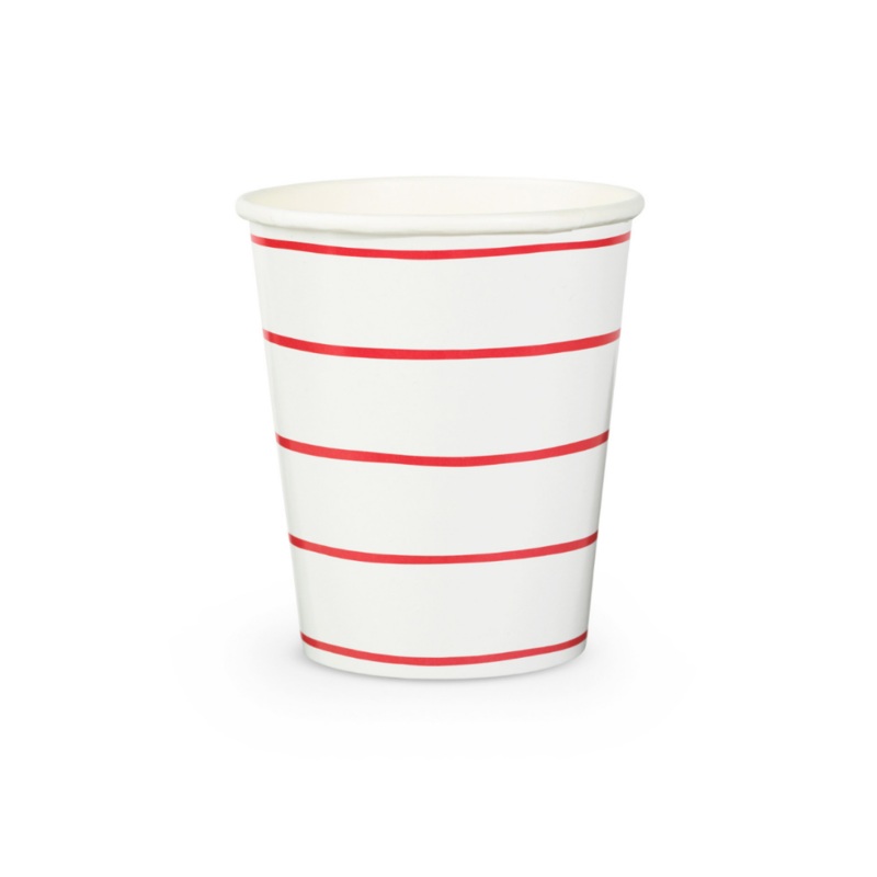 Frenchie Striped Cups - Candy Apple