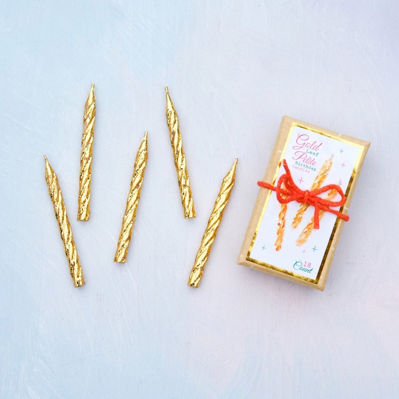 Gold Leaf Petite Party Candles - Set Of 18