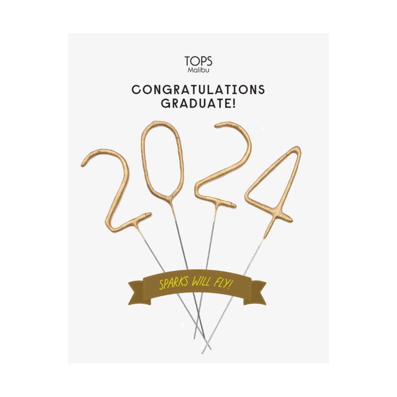 Mini Gold 2024 Number Sparkler Wands Card - Graduation